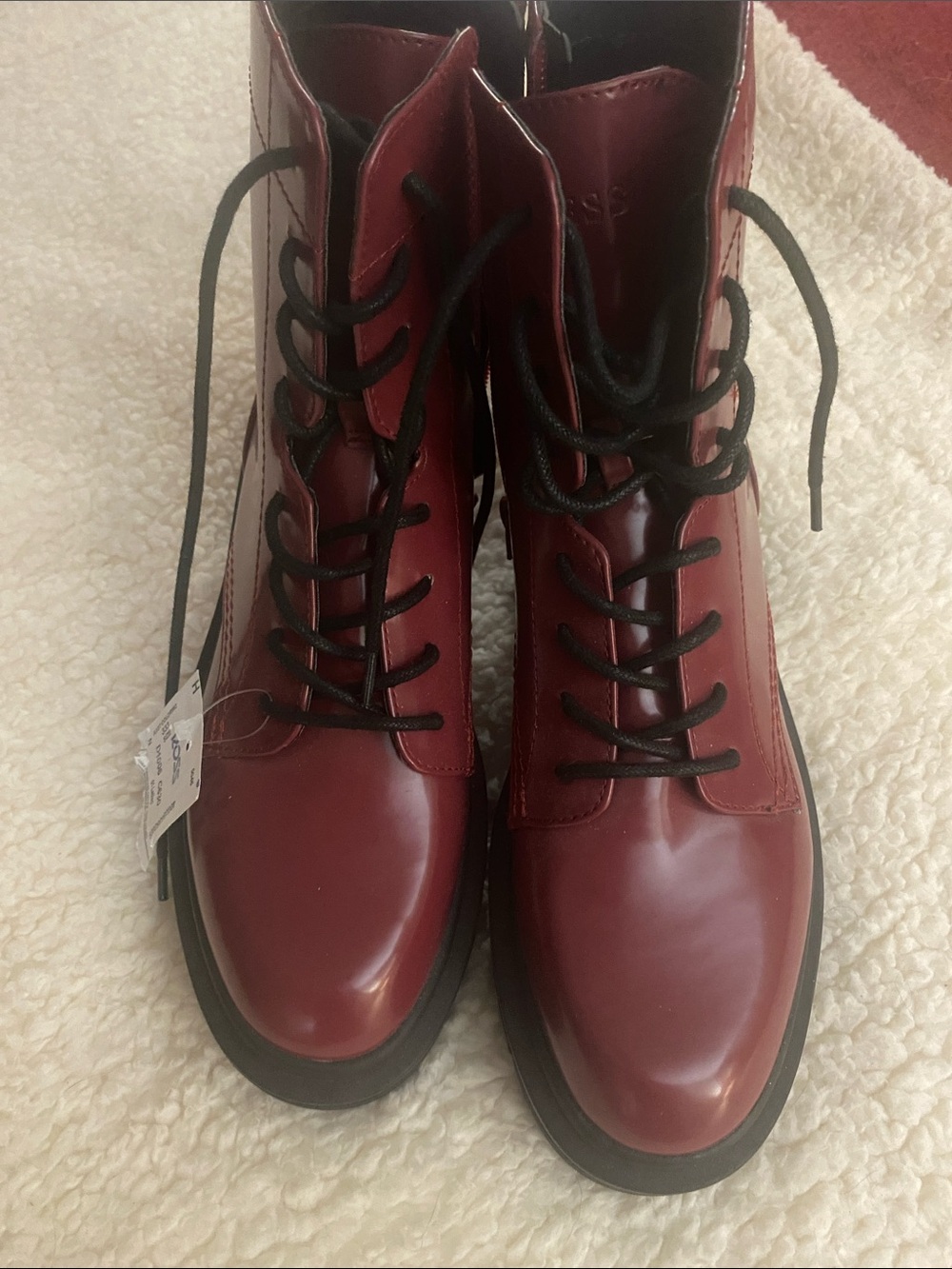 Guess Combat Boots. Burgundy.  Size 8